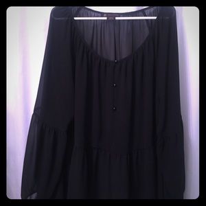 Plus Size Sheer Peasant Blouse